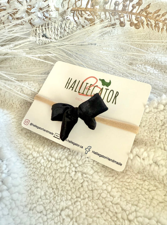 Black Velvet Medium Bow Headband